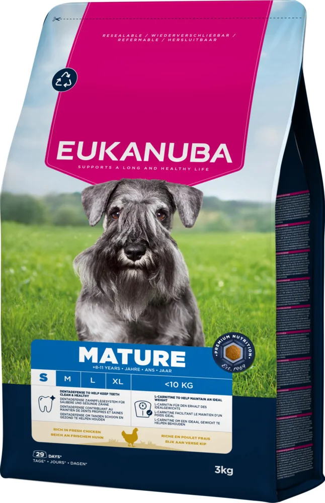 3x Eukanuba Hondenvoer Droog Life Care Dog Mature Small Kip 3 kg