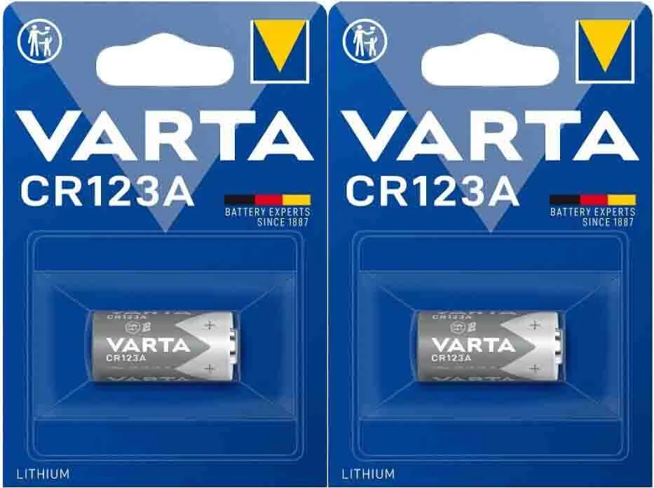 2x Varta Lithium Batterijen Cylindrical CR123A