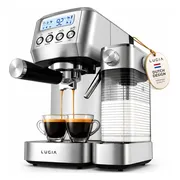 Lugia Pistonmachine 20 Bar - Koffiemachine met Automatische Melkopschuimer - Espressomachine - Led display - 20 bar - Ccappuccino, latte en macchiato - RVS Lugia