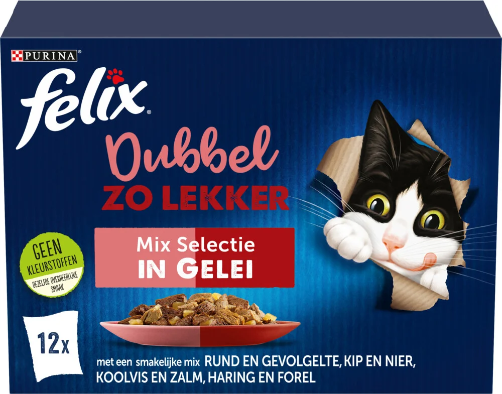 Felix Kattenvoer Nat in Gelei Dubbel Zo Lekker Mix Selectie 12 x 85 gr