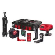 Milwaukee M12 3PLKIT-401P Accu kruislijnlaser 3x360° groen + laserdetector + statief 12V 4.0Ah in koffer - 4933478960