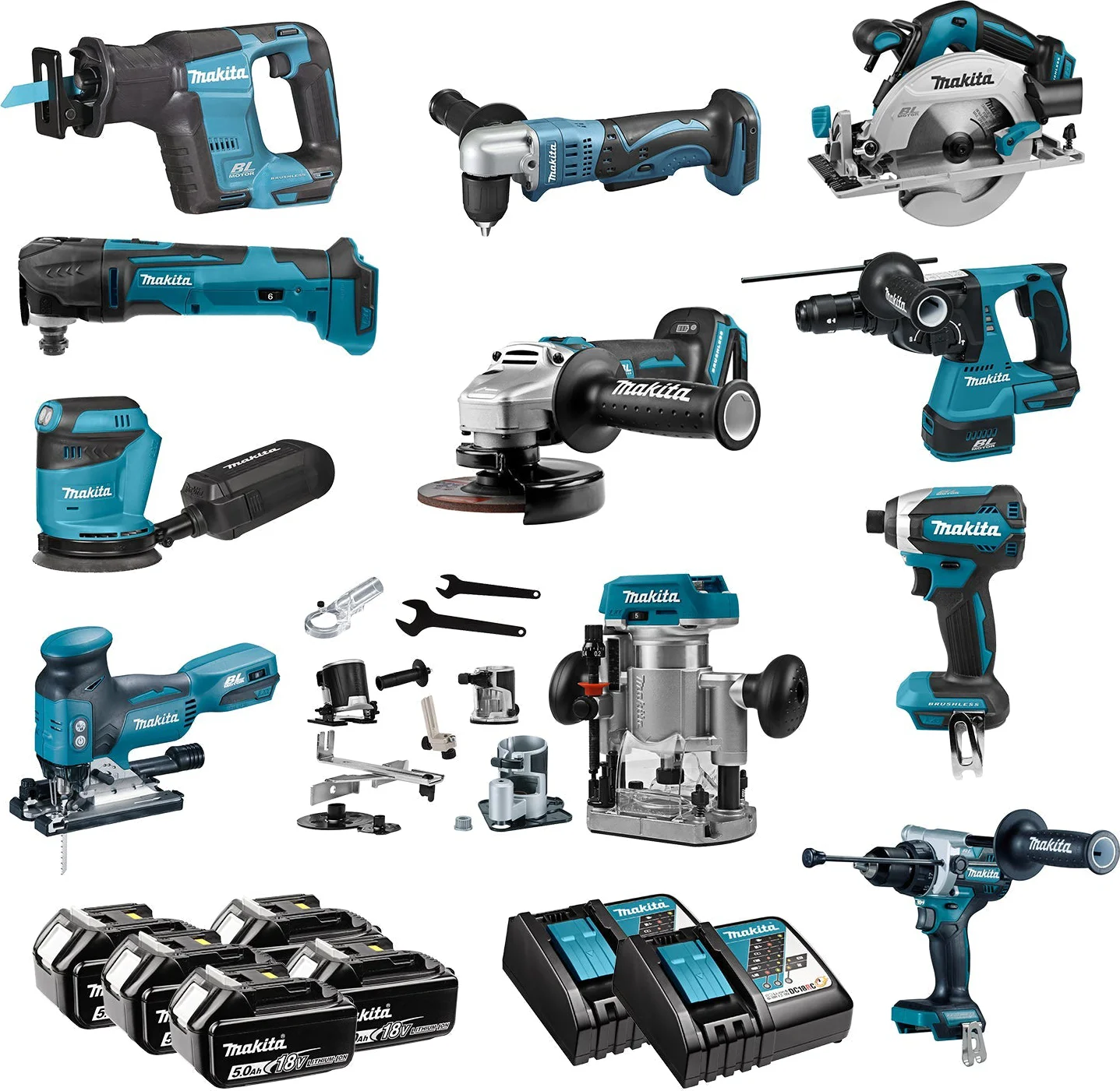 Makita DLX1122JX1 Accu Combiset 11-delig 18V 5.0Ah in Mbox