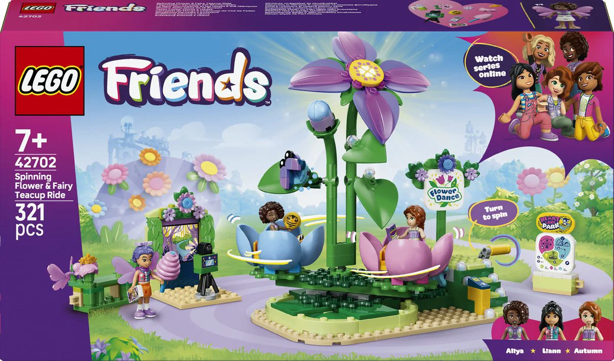 LEGO Friends Draaiende theekopjesattractie met bloementhema 42702