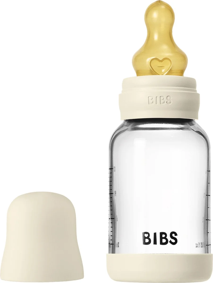 BIBS Glas Latex Slow Flow Babyfles 0+ Maanden Ivory