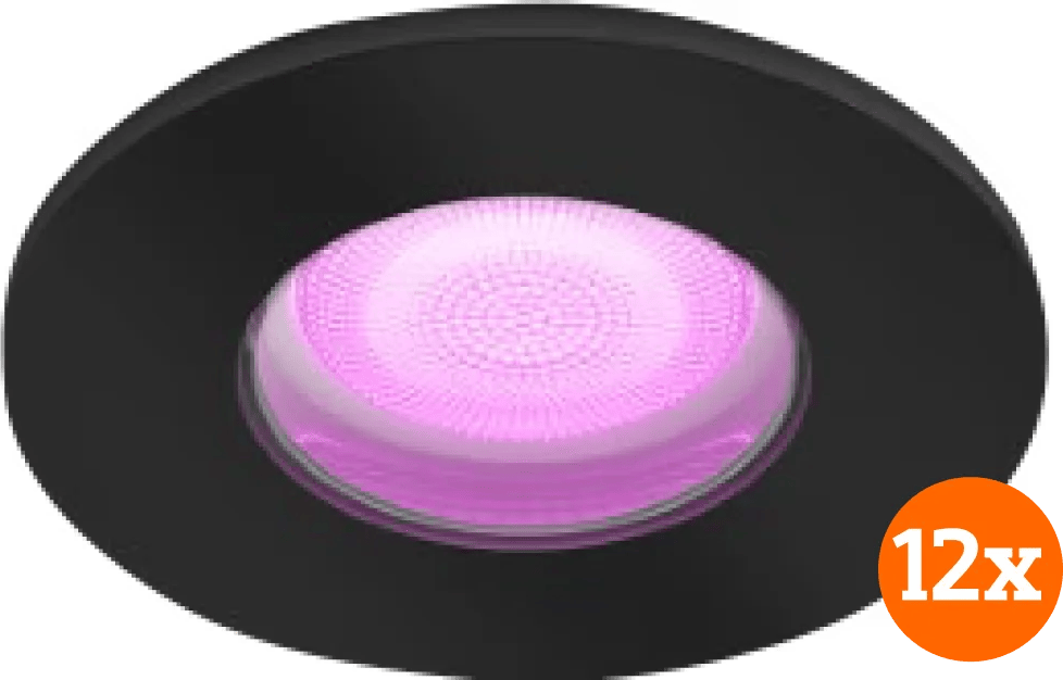 Philips Hue Xamento badkamer inbouwspot White and Color - Zwart - Rond 12-pack