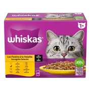 Whiskas Kattenvoer Nat Pouch 1+ Adult Saus Gevogelte Selectie 12 x 85 gr