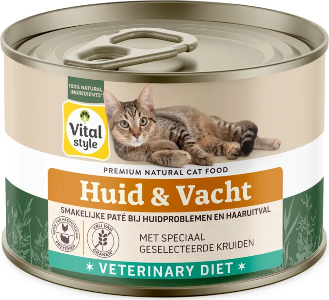 12x Vitalstyle Kattenvoer Blik Huid & Vacht 200 gr