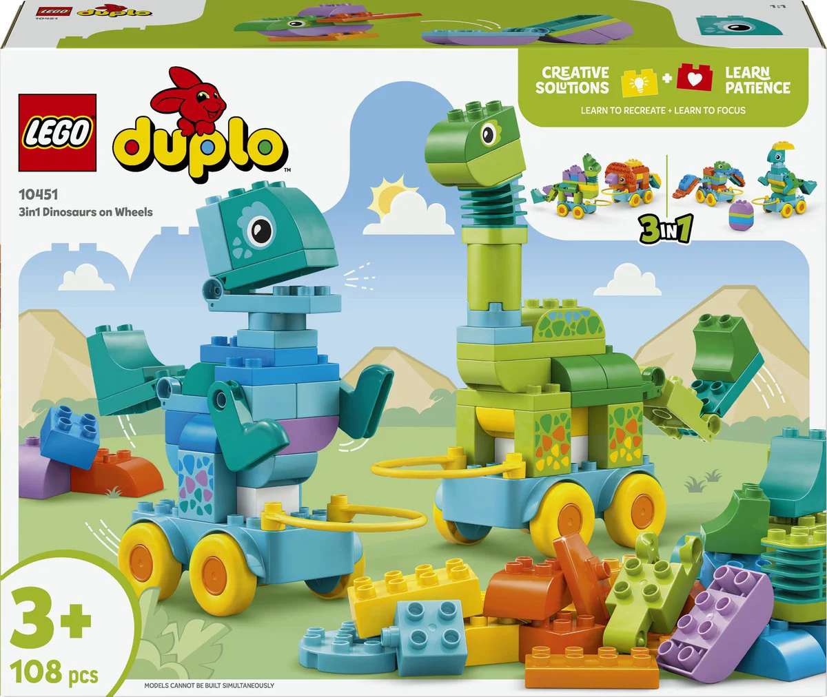 LEGO DUPLO 3-in-1 dinosaurussen op wielen 10451