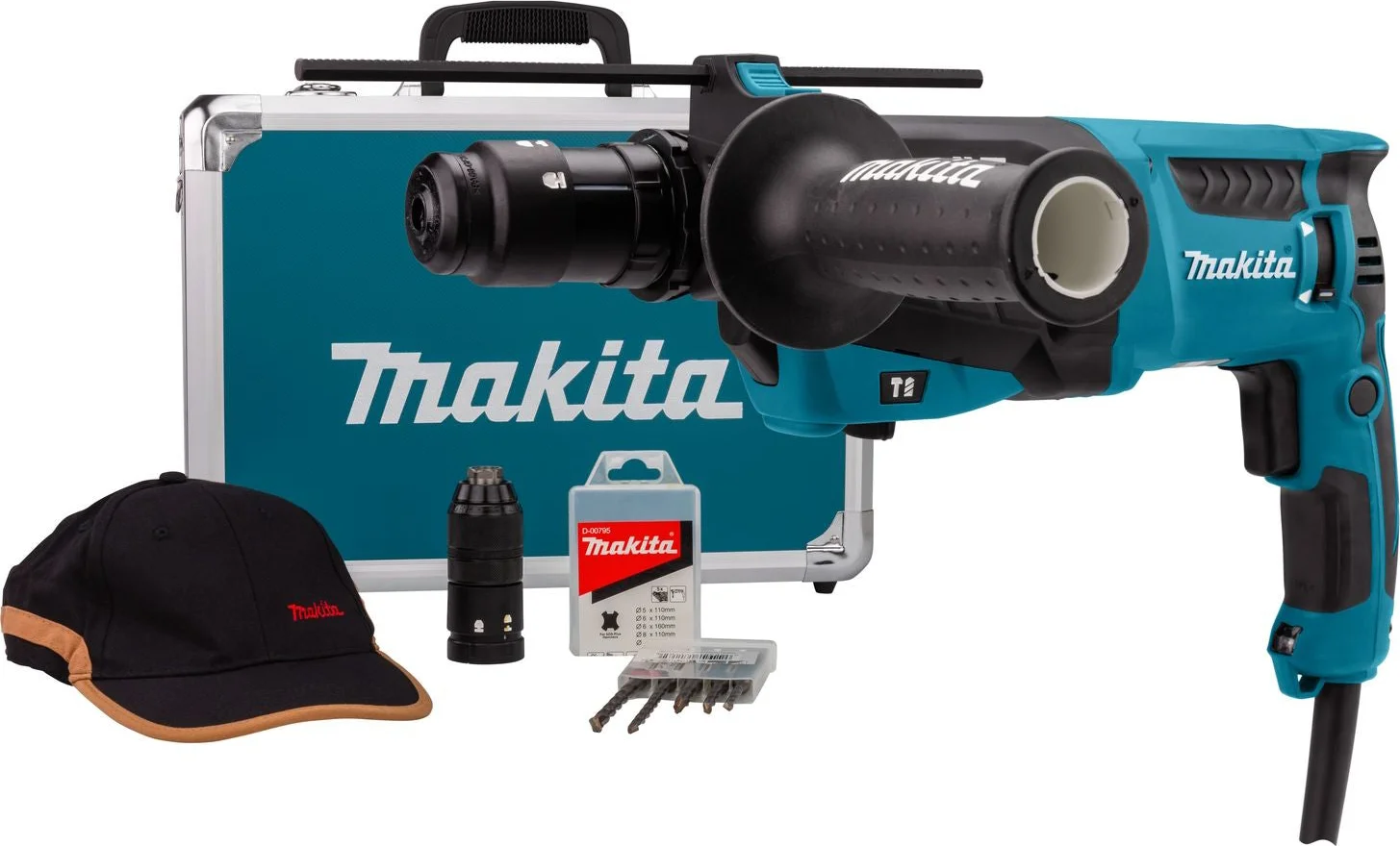 Makita HR2631FT13 Combihamer SDS-Plus 2,4J + snelwisselboorkop + 5 boren 800W in koffer