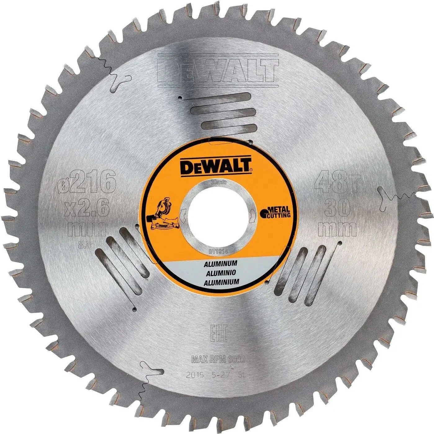 DeWALT Cirkelzaagblad voor Aluminium | Ø 216mm Asgat 30mm 48T - DT1914-QZ