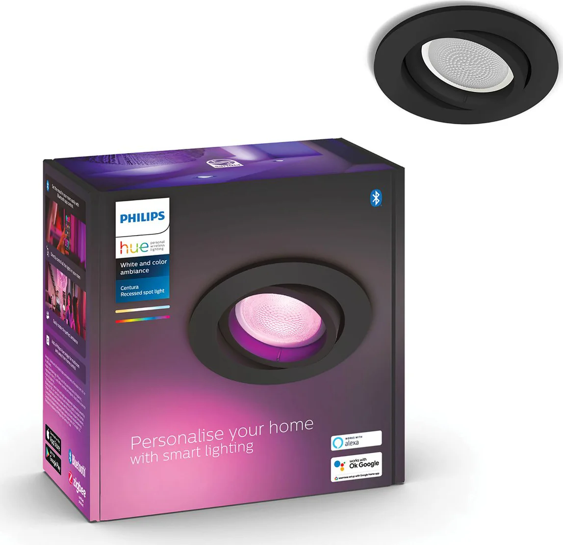 Philips Hue Centura inbouwspot White and Color - rond - Zwart