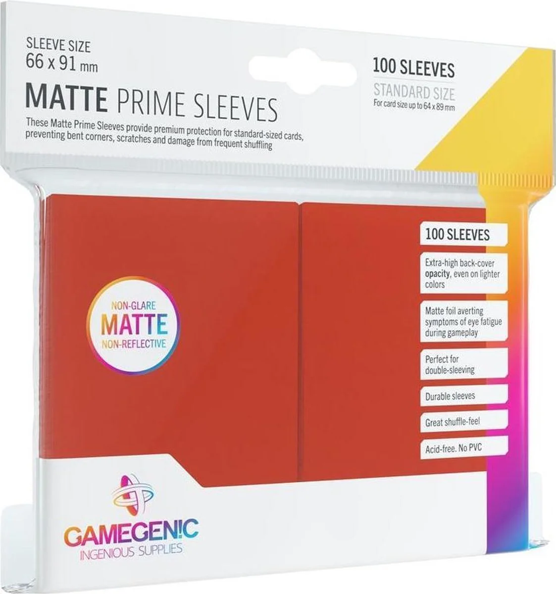 Gamegenic - Sleeves Matte Prime Red (100 Sleeves)