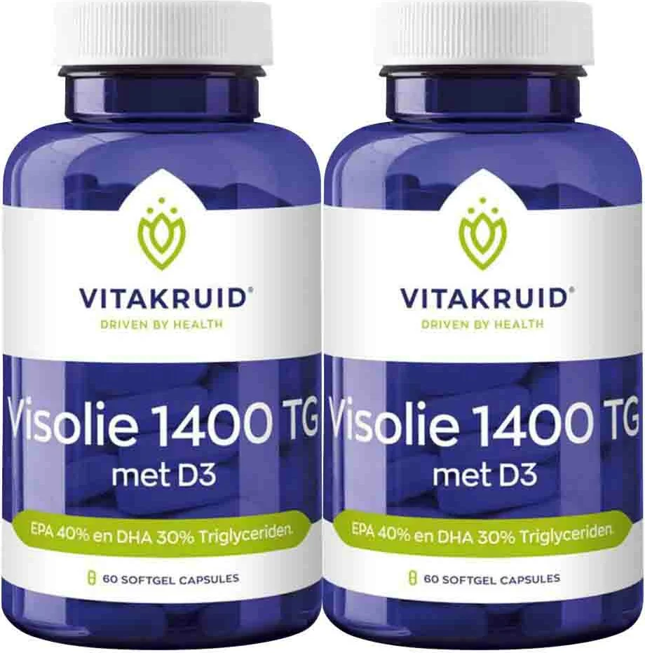 2x Vitakruid Visolie 1400 TG Met D3 60 capsules