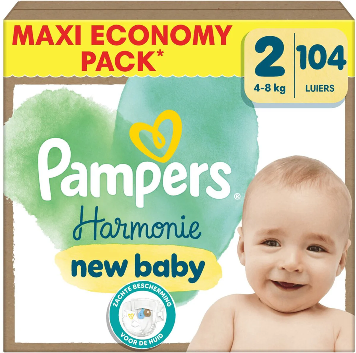 Pampers Harmonie Luiers Maat 2 (4-8kg) 104 stuks