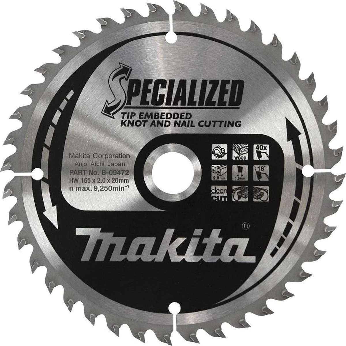 Makita B-09519 Cirkelzaagblad Hout (noest/spijker) | Embedded Tip | 235 x 30 mm | 48-tands