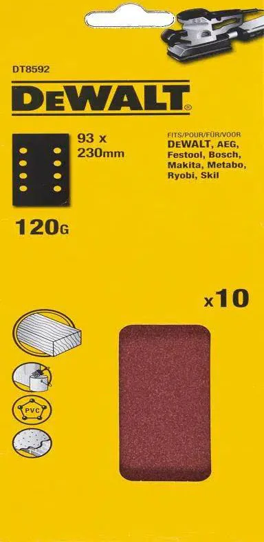 DeWALT DT8592 P120 Schuurpapier 93x230mm VE=10