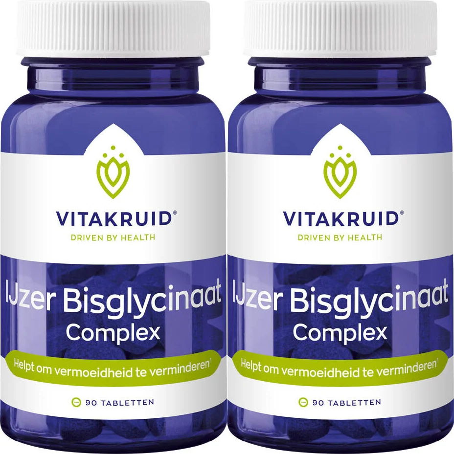 2x Vitakruid Ijzer Bisglycinaat Complex 90 tabletten