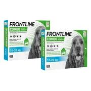 2x Frontline Combo Spot On Anti Vlooien en Teken Druppels Hond 10 - 20 kg 6 pipetten