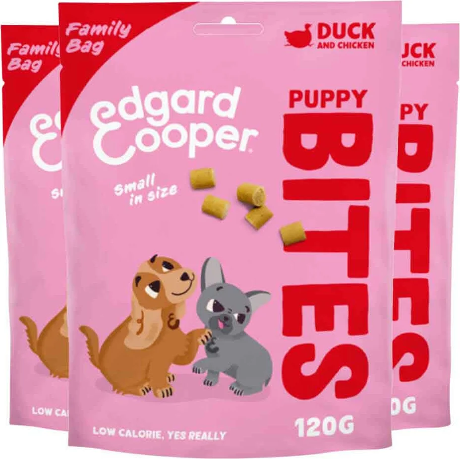 3x Edgard & Cooper Puppy Bite S Eend & Kip 120 gr
