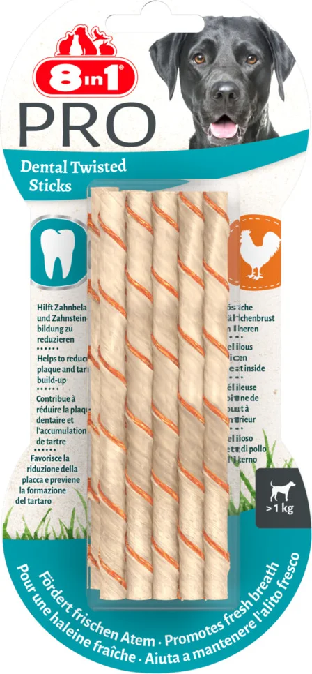 8in1 Delights Pro Dental Twist Sticks Kip 10 stuks