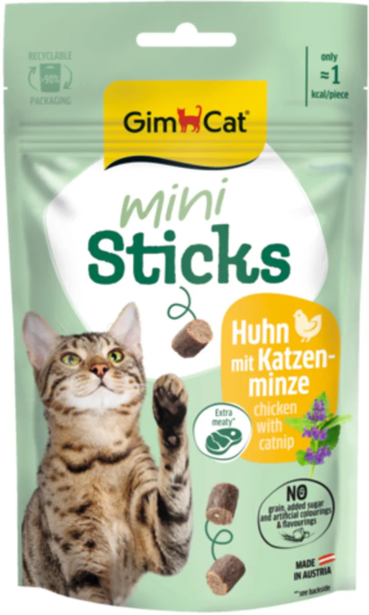 GimCat Mini Sticks Kattensnack Kip & Kattenkruid 50 gr