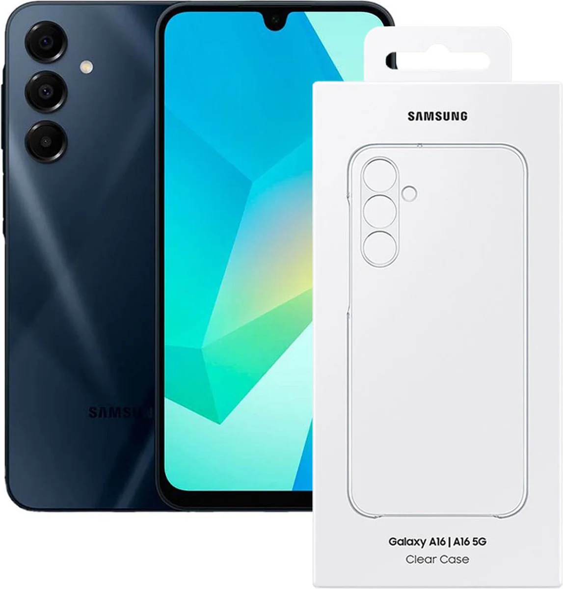 Samsung Galaxy A16 4G (LTE) - 128GB + Clear Case - Zwart