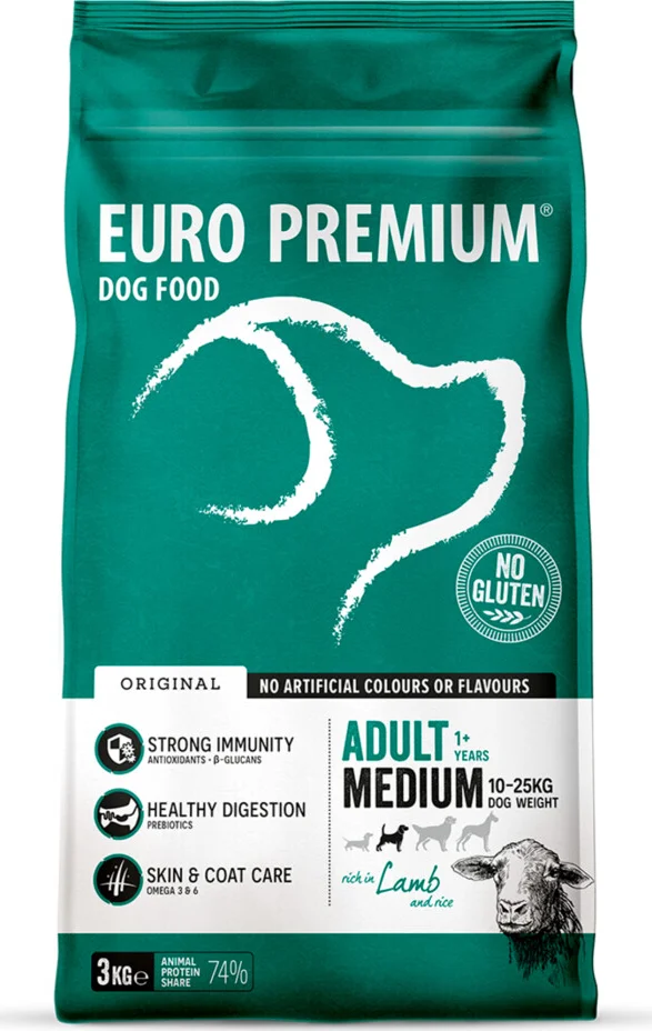 4x Euro-Premium Adult Medium Lam - Rijst 3 kg