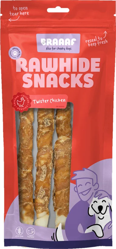 Braaaf Hondensnack Twister Kip 220 gr