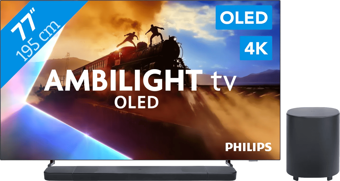 Philips Ambilight 77'' OLED760 4K (2025) + JBL Bar 1000 MK2 Zwart