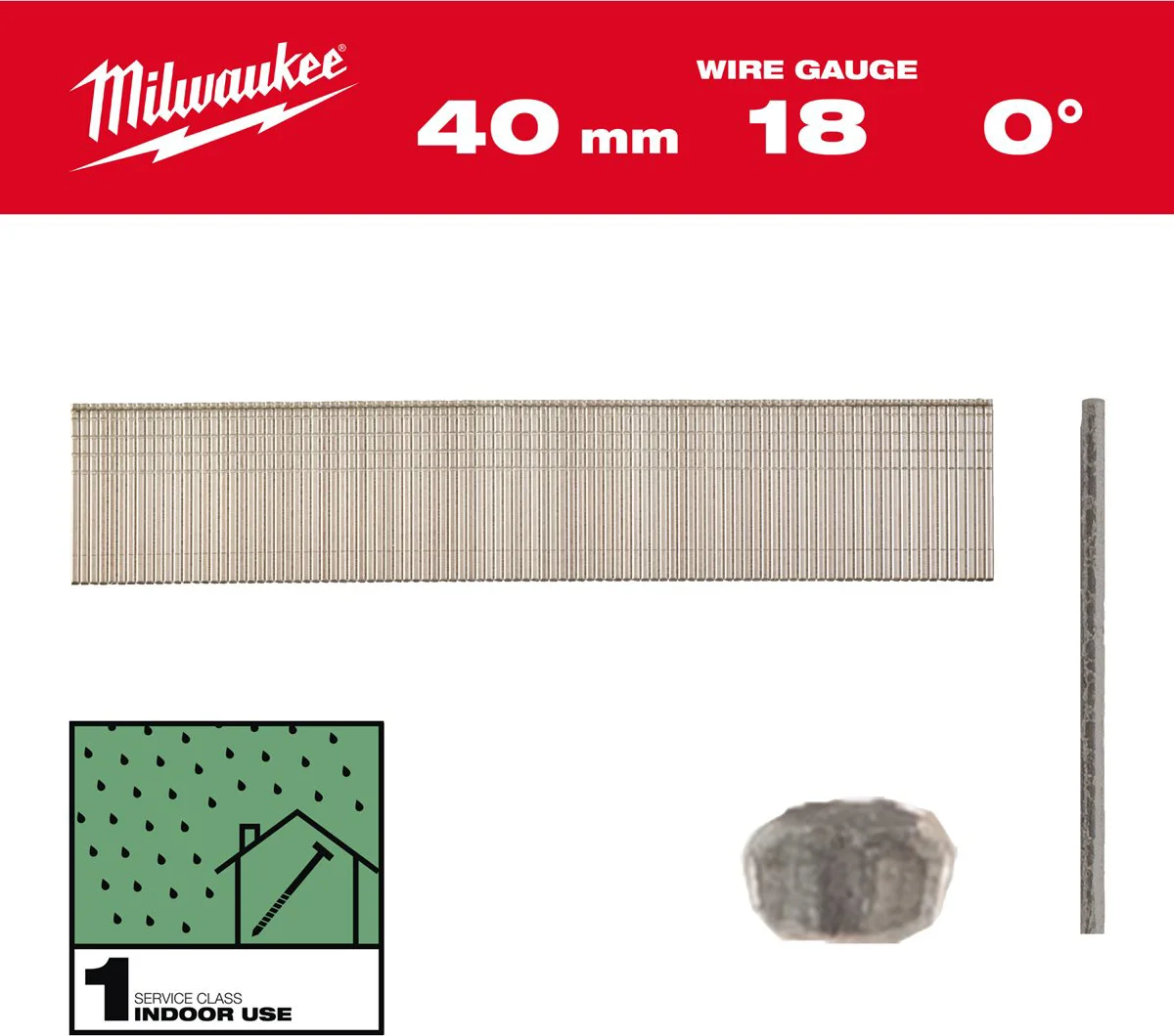 Milwaukee Brads 18 Ga | 40mm | Harsbedekt Gegalvaniseerd | VE=5000 - 4932492554