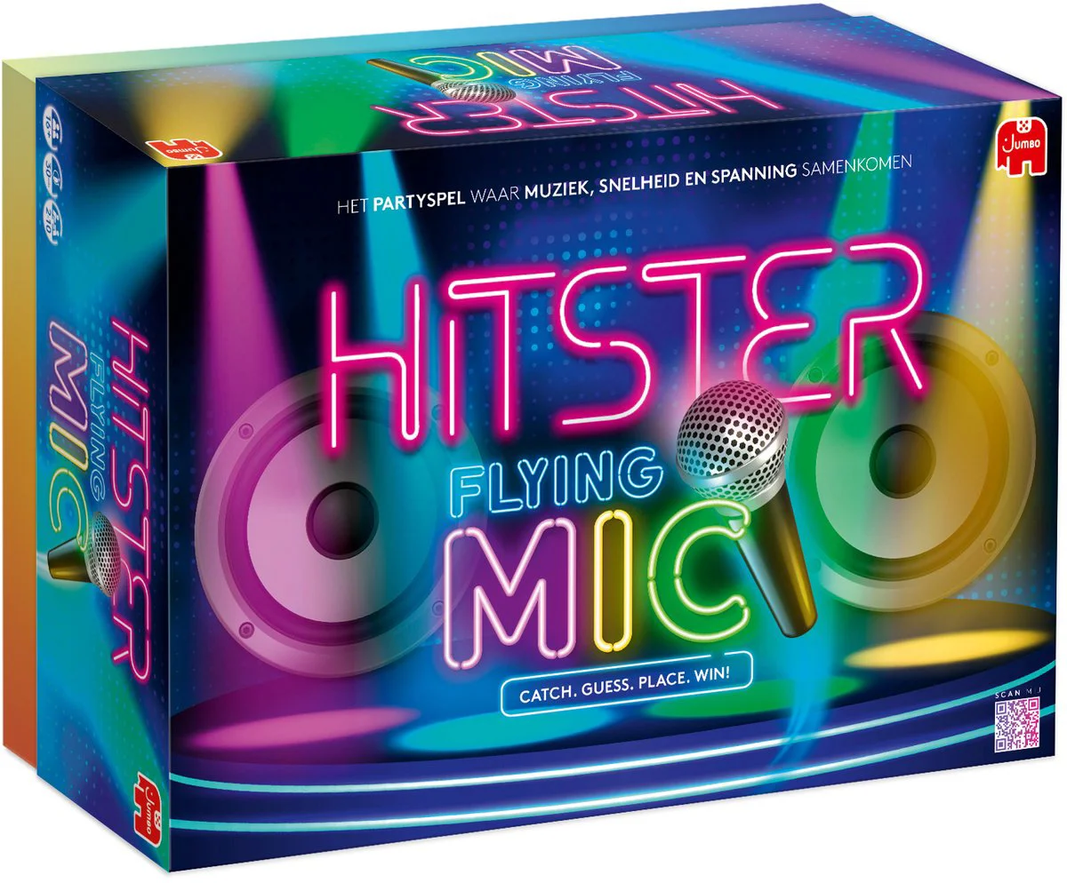 Jumbo Hitster Flying Mic – Nederlandstalig Muziekspel – Partyspel met Microfoon – Actiespel