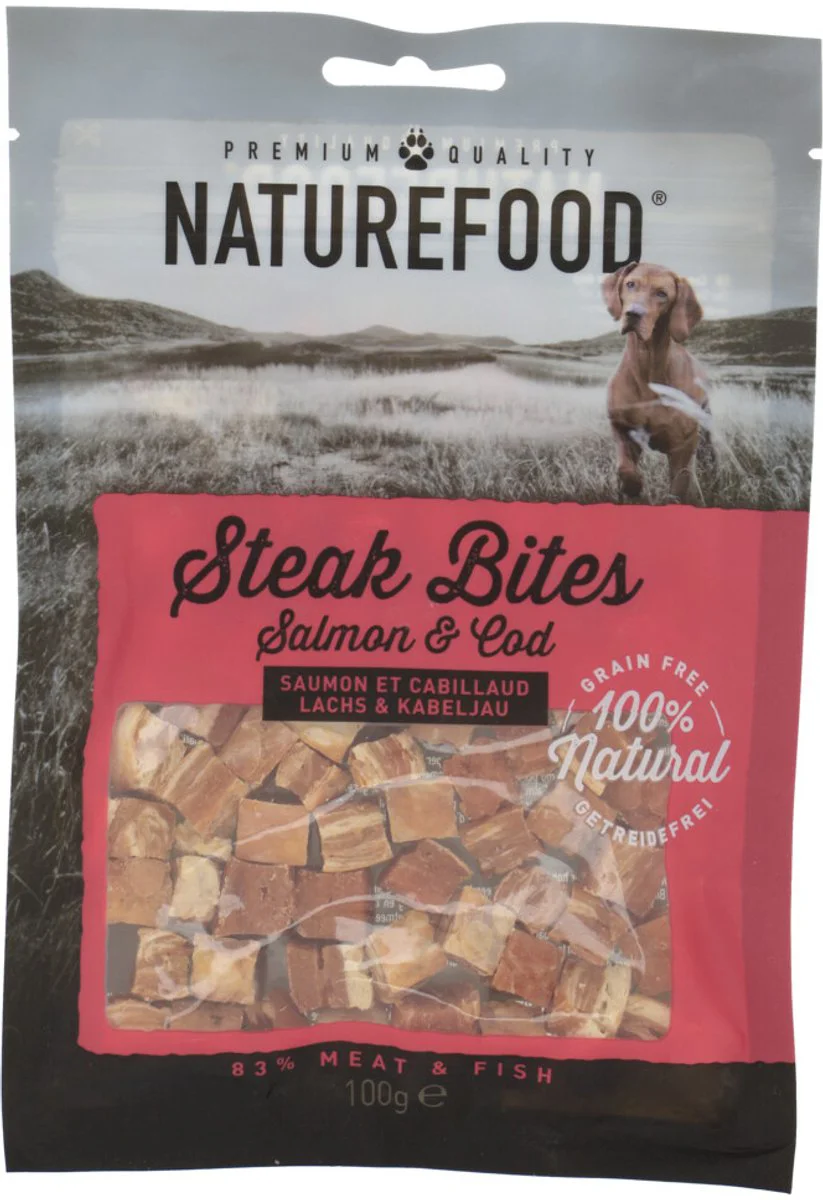 8x Rosewood Naturefood Steak Bites Zalm & Koolvis 100 gr