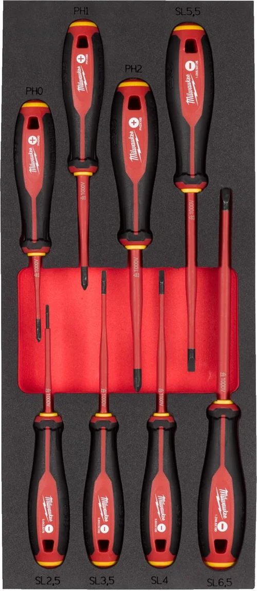Milwaukee TOOLGUARD™ Foam inlay Tri-Lobe VDE schroevendraaierset Sleuf/Philips 8-delig - 4932493249