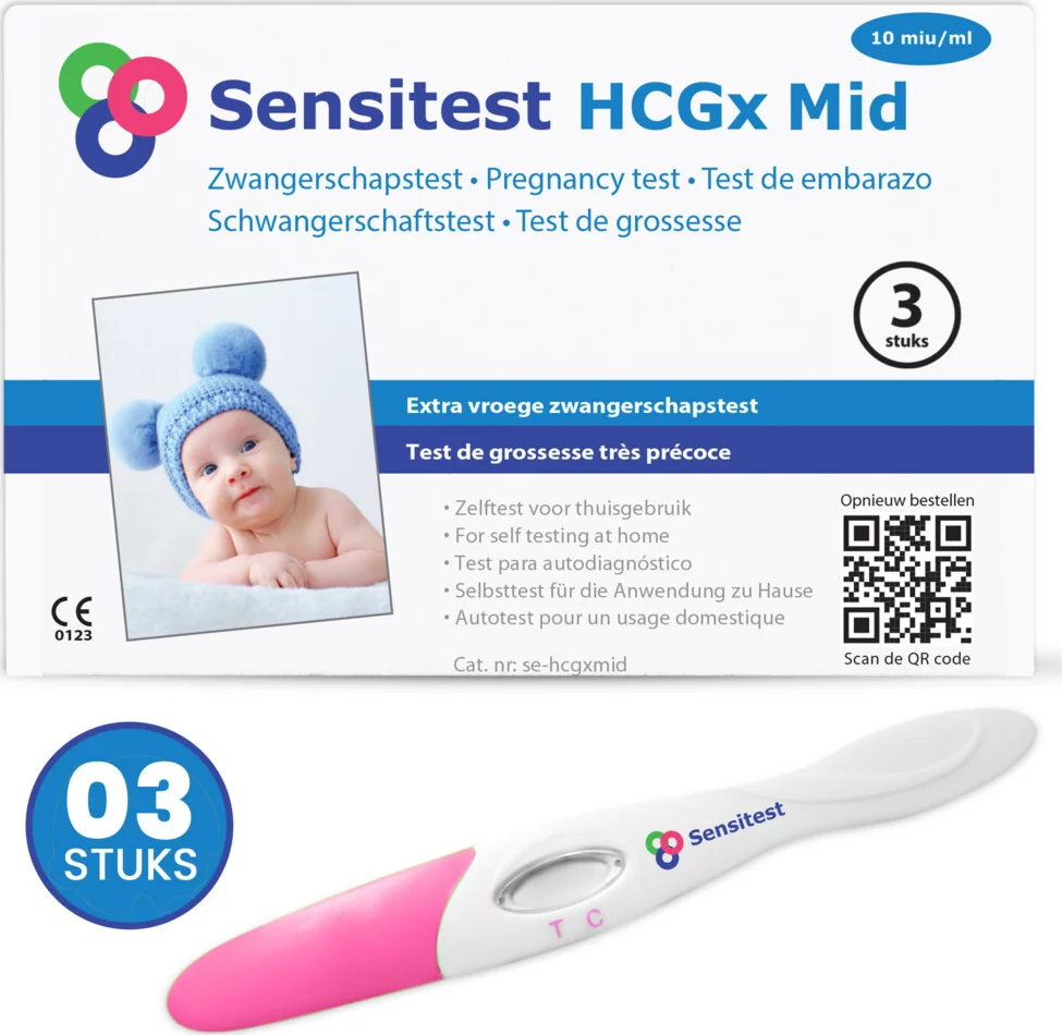 Sensitest Extra Vroege Zwangerschapstest Midstream – 3 stuks – 10 mIU/ml – Test vanaf 6 dagen vóór menstruatie – Uitslag in 5 minuten – Inclusief handleiding & kalender