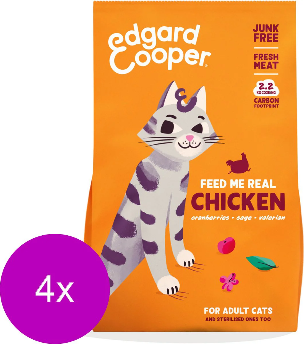4x Edgard & Cooper Kattenvoer Adult Kip 2 kg