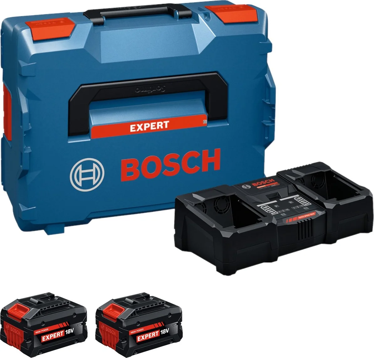 Bosch Professional EXPERT Accu starterset 2x EXBA 18V-80 + EXAL 18V2-320 in L-Boxx - 1600A0373X