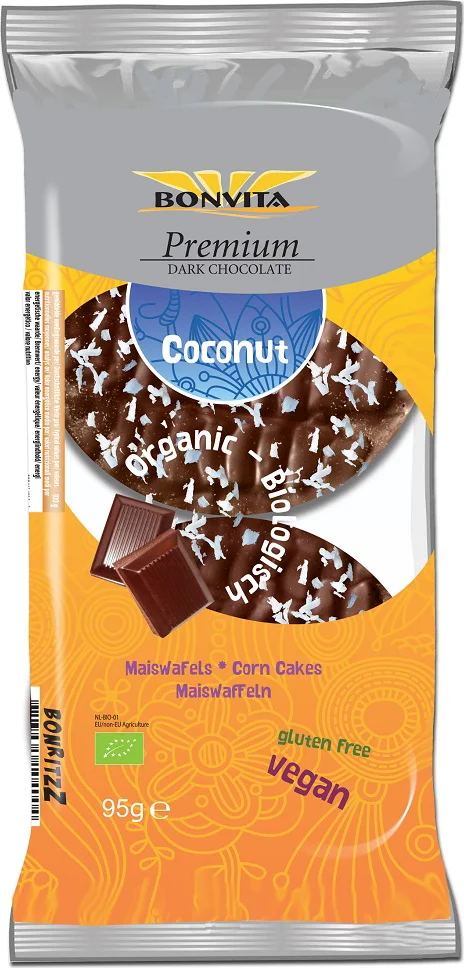 BonVita Premium Dark Chocolate Coconut Maiswafels 95GR