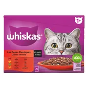 4x Whiskas 1+ Classic Selectie in Saus Maaltijdzakjes Multipack 12 x 85 gr