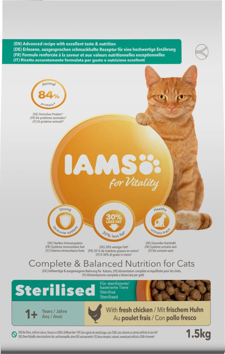 IAMS Kat Adult Sterilised - Overweight Kip 1,5 kg