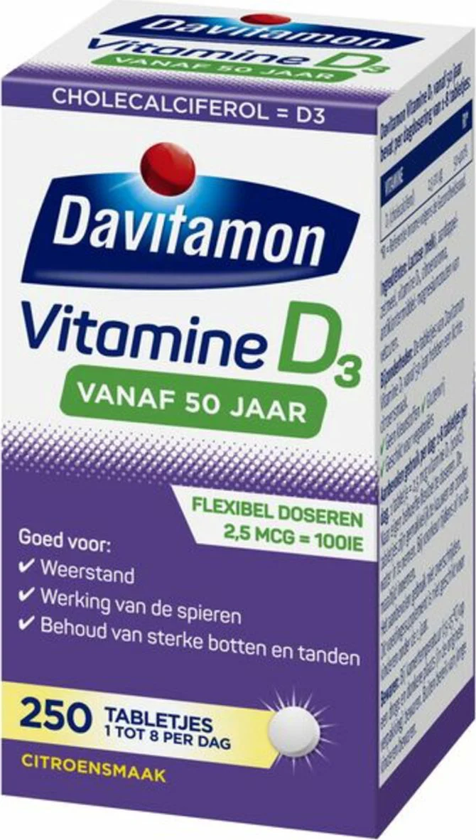 4x Davitamon Vitamine D3 Vanaf 50 Jaar 250 tabletten