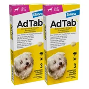 2x AdTab Anti Vlo en Teek Kauwtabletten Hond >2,5-5,5 kg 3 tabletten