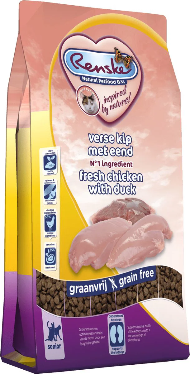 Renske Super Premium Senior Kattenvoer Kip & Eend 6 kg