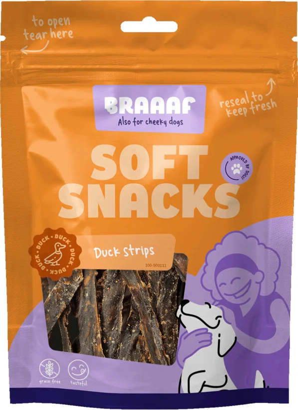 Braaaf Hondensnack Reepjes Eend 85 gr