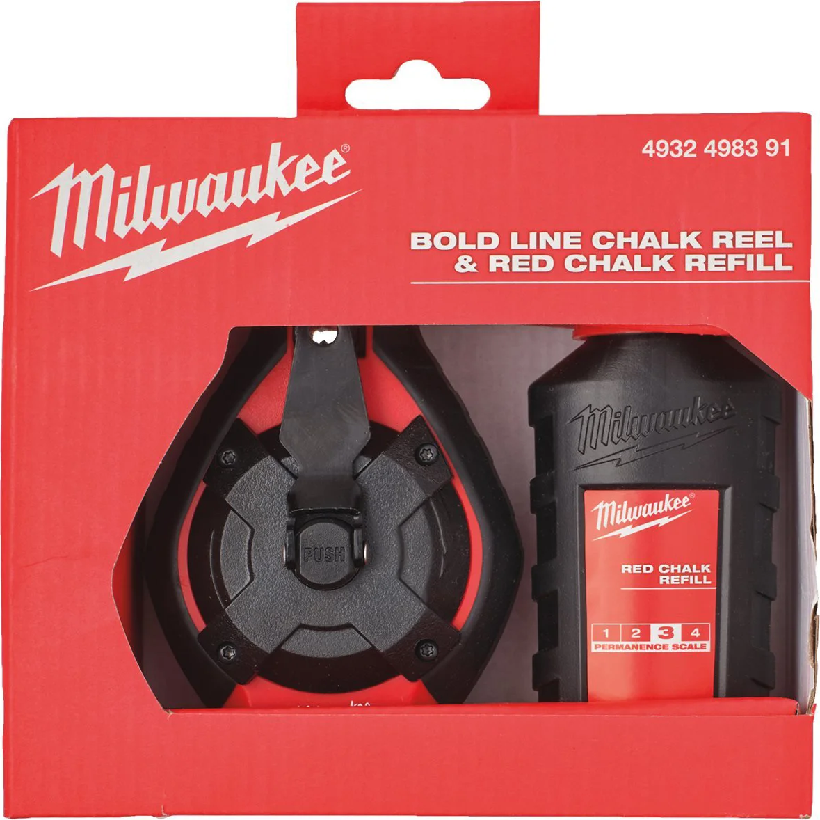 Milwaukee Slaglijnmolen dikke lijn 30m + rood krijt - 4932498391