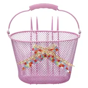 New Looxs Asti Girls Fietsmand Kinderfiets - Roze - Mand voor Meisje - Fietsmandje met Hengsel en Strik - 8 liter