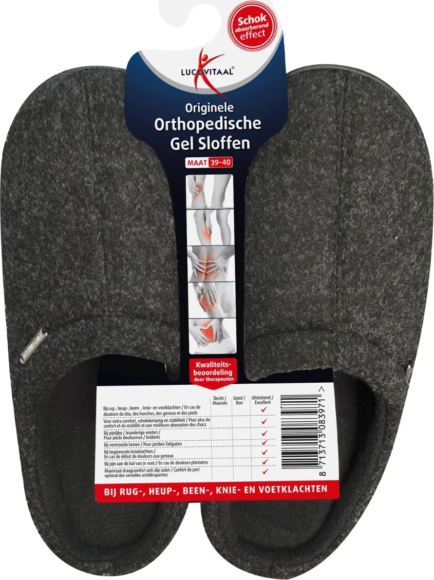 Lucovitaal Orthopedische Gel Sloffen Zwart 39-40 1 paar
