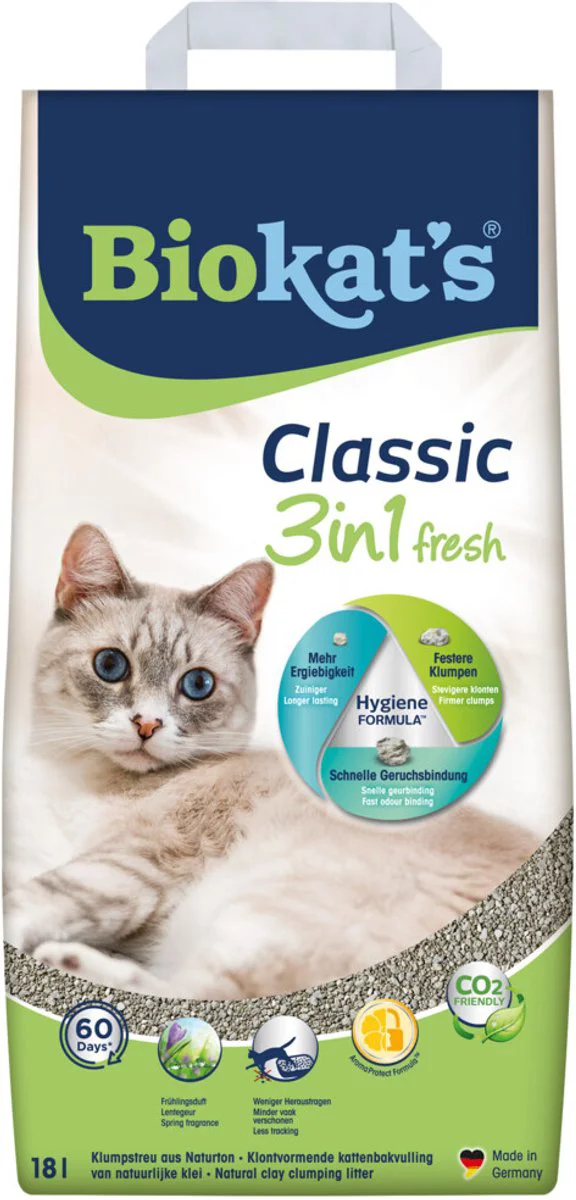 2x Biokat's Kattenbakvulling Classic Fresh 3-in-1 18 liter