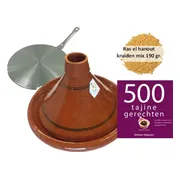 Tajine set inductie, 6 pers tajine, 190 gr kruiden, kookboek, inductie adapter
