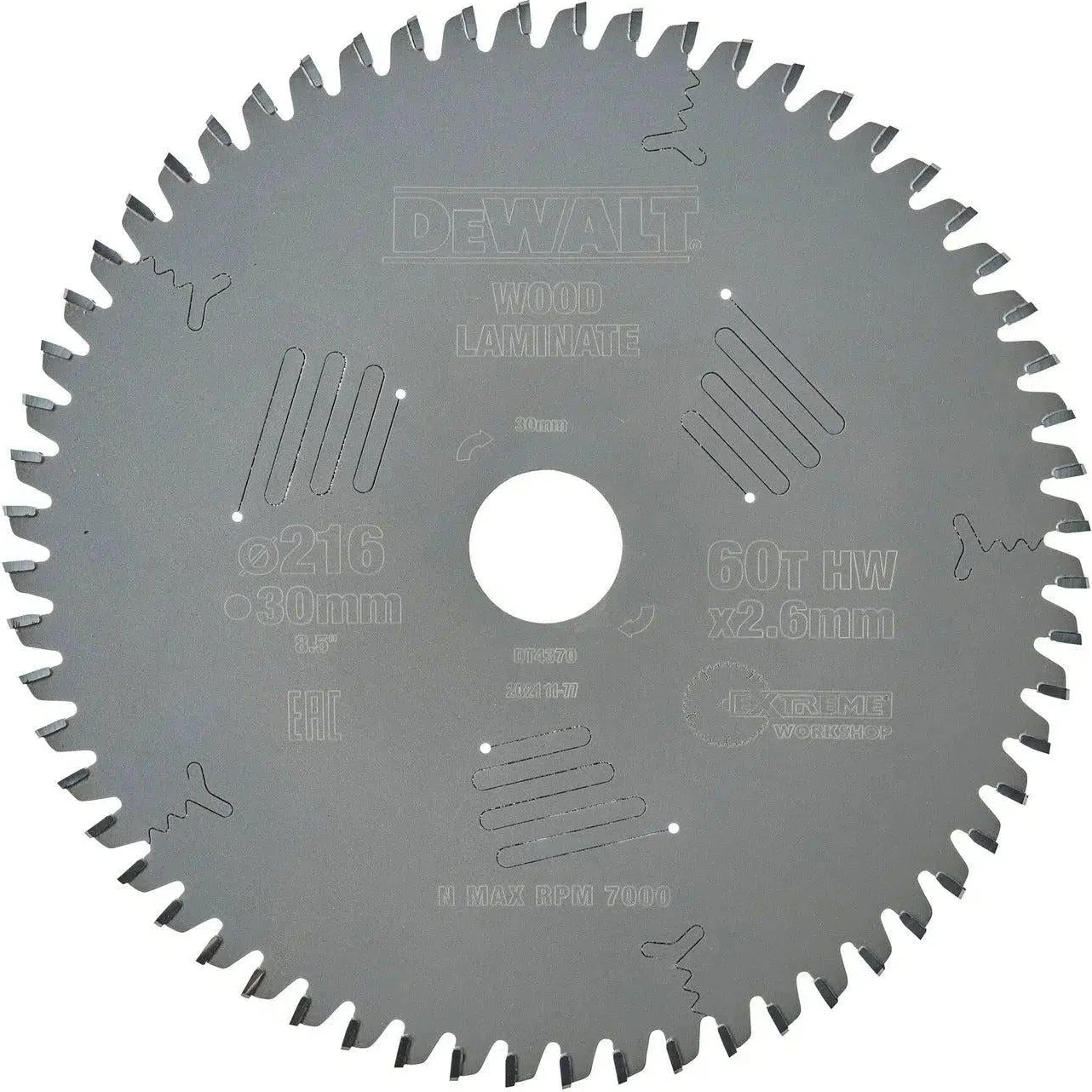 DeWALT Cirkelzaagblad voor Laminaat | Extreme | Ø 216mm Asgat 30mm 60T - DT4370-QZ