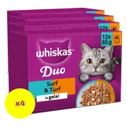 4x Whiskas Duo Adult Surf & Turf in Gelei Multipack 12 x 85 gr